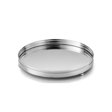 Bandeja Prata Redonda Perola Fundo Espelho St James