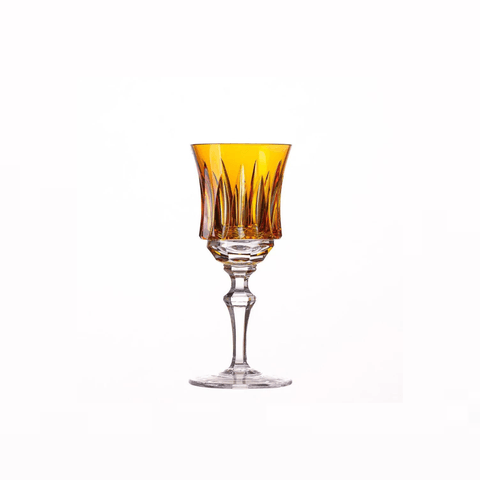 Taça Cristal Lapidado 66 Licor  Amarelo 80ml