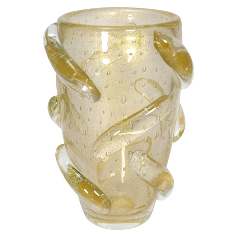 Vaso Murano Stick G Cristal com Ouro 24k