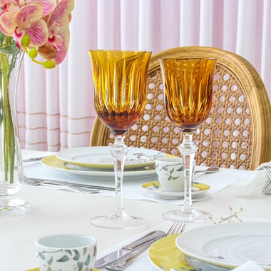 Taça Cristal Lapidado 66 água Amarelo 460ml