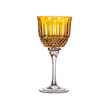 Taça Cristal Lapidado 69 P/Vinho Tinto Amarelo Mozart 300ml