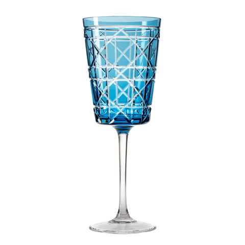 Taça Cristal Lapidado P/Agua Azul Claro Mozart 410ml