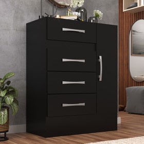 Cômoda Sapateira Grande Duquesa 4 Gavetas 1 Porta Preto