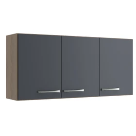 Armário de Cozinha 3 Portas Aéreo Suspenso Castanho/Cinza