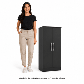 Armário Multiuso Compacto 2 Portas com Prateleiras Preto