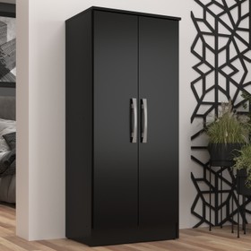 Armário Multiuso Compacto 2 Portas com Prateleiras Preto