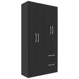 Guarda-Roupa Solteiro Conde 4 Portas 2 Gavetas Cor Preto