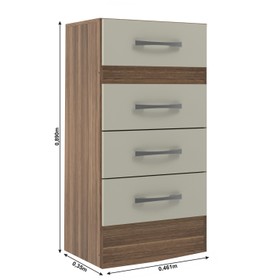 Comoda Suprema 4 Gavetas Castanho/Off