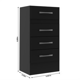 Comoda Suprema 4 Gavetas Preto