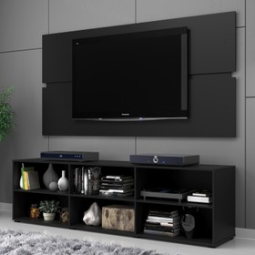 Rack Estante Grande C/ Painel Preto P/ TV Até 55 Polegadas
