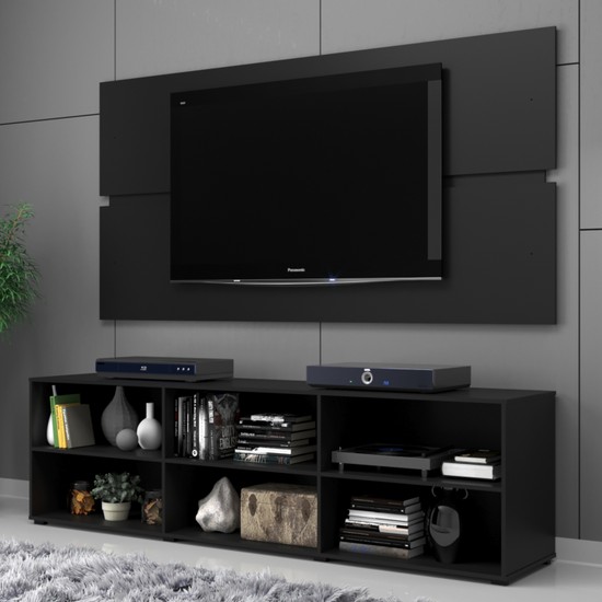 Rack Estante Grande C/ Painel Preto P/ TV Até 55 Polegadas