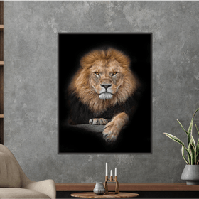 Quadro Decorativo Leão de Juda Colorido 70x50 com Moldura