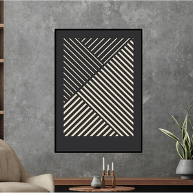 Quadro Decorativo Linhas Abstratas 70x50 com Moldura