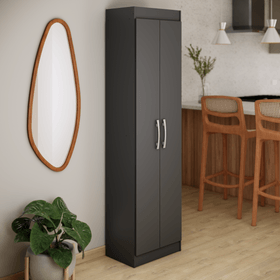 Armario Cozinha 2 Portas 4 Prateleiras Compact - Cinza