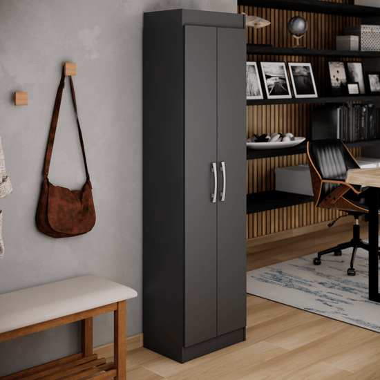 Armário Multiuso 2 Portas 4 Prateleiras Office - Cinza