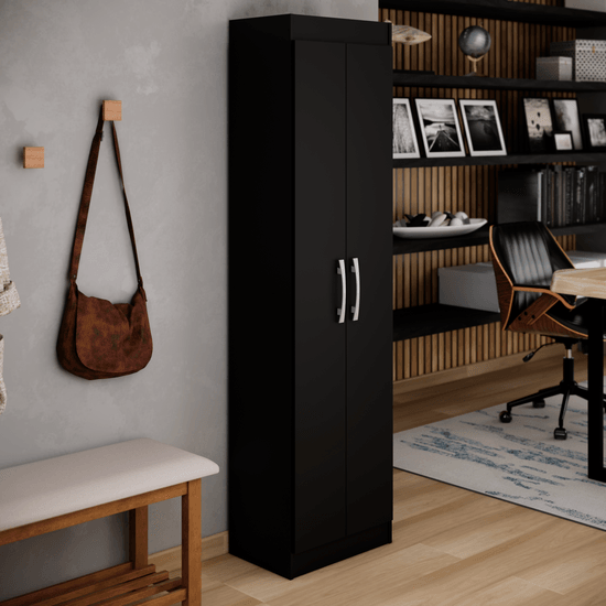 Armário Multiuso 2 Portas 4 Prateleiras Office - Preto