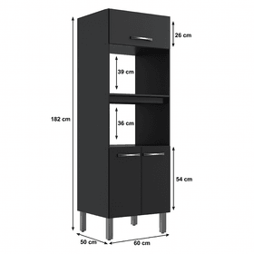 Paneleiro Torre Quente Forno e Microondas Preto