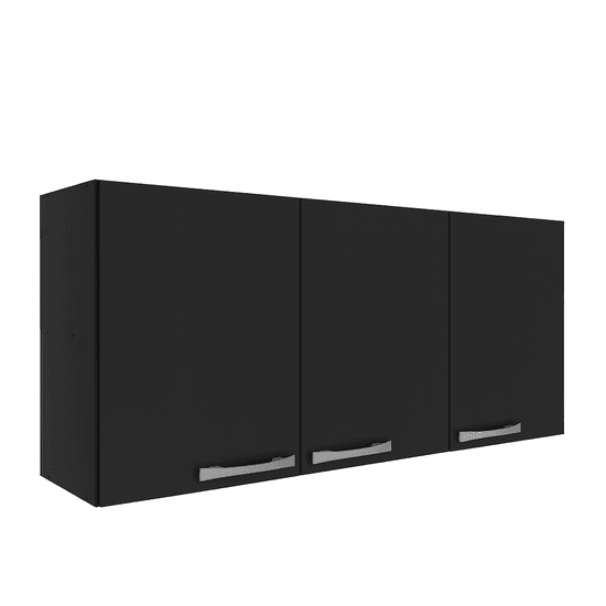 Armário de Cozinha 3 Portas Aéreo Suspenso Parede - Preto