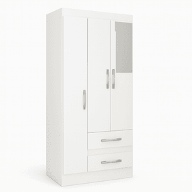 Guarda-Roupa Solteiro Nobre 3 Portas 2 Gavetas - Branco