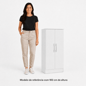 Armário Multiuso Compacto 2 Portas com Prateleiras Branco