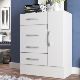 Cômoda Sapateira Grande 4 Gavetas 1 Porta Cor Branca