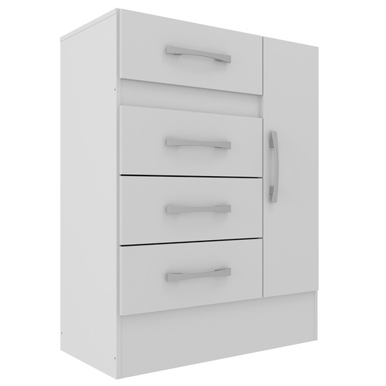 Cômoda Sapateira Grande 4 Gavetas 1 Porta Cor Branca