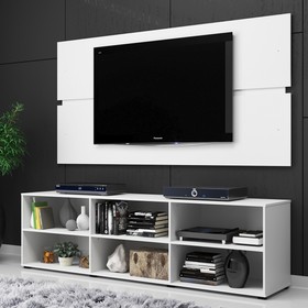 Rack Estante Grande C/ Painel Branco P/ TV Até 55 Polegadas