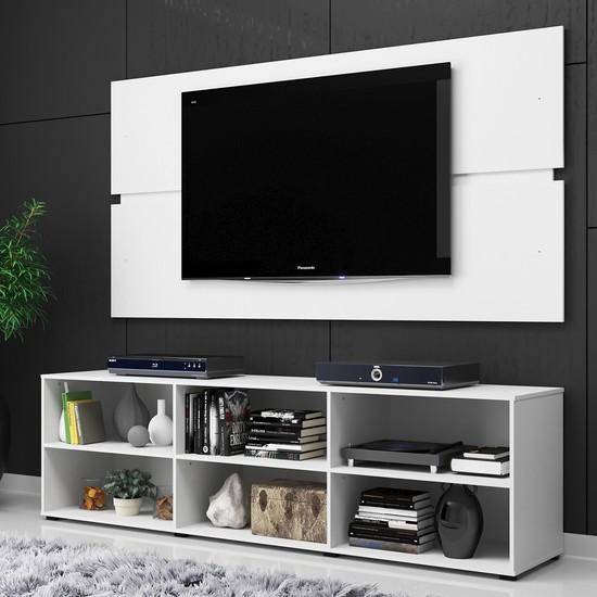 Rack Estante Grande C/ Painel Branco P/ TV Até 55 Polegadas
