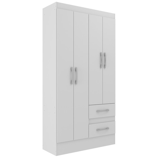 Guarda-Roupa Solteiro Conde 4 Portas 2 Gavetas Cor Branco