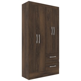 Guarda-Roupa Solteiro Conde 4 Portas 2 Gavetas Cor Cacau