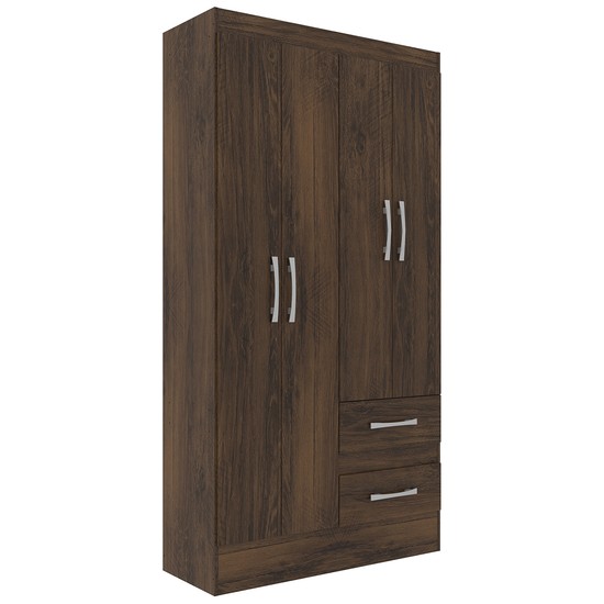 Guarda-Roupa Solteiro Conde 4 Portas 2 Gavetas Cor Cacau