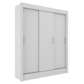 Guarda-Roupa Casal Magno 3 Portas de Correr Cor Branco