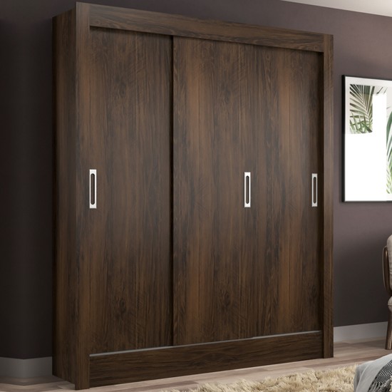 Guarda-Roupa Casal Magno 3 Portas de Correr Cor Cacau