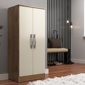 Armário Multiuso Compacto 2 Portas com Prateleiras Castanho