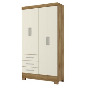 Guarda-Roupas Grande Solteiro 4 Portas 3 Gavetas Nature Off White Soberano