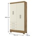 Guarda-Roupas Grande Solteiro 4 Portas 3 Gavetas Nature Off White Soberano