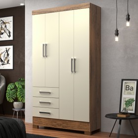 Guarda-Roupas Grande Solteiro 4 Portas 3 Gavetas Nature Off White Soberano