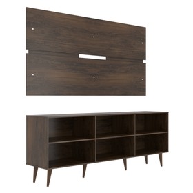 Rack Estante Retrô C/ Painel Cacau P/ TV Até 55 Polegadas