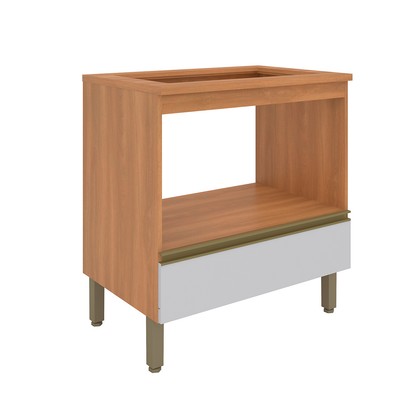 Balcão Armário Macadâmia 800mm Telasul P/Cooktop 5 Bocas Freijó/Branco - Telasul