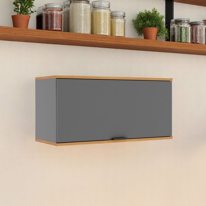 Armário Aéreo Basculante Castanha 800mm Cinza/Freijó - Telasul