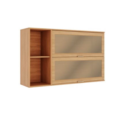 Armário Aéreo Castanha 1200mm com 2 Portas de Vidro Arenas/Freijó - Telasul