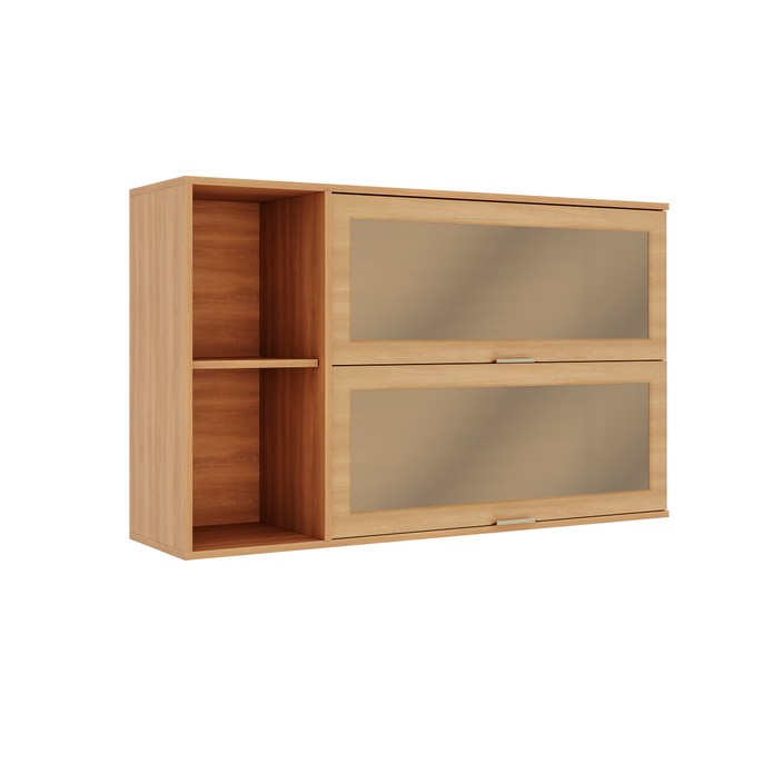 Armário Aéreo Castanha 1200mm com 2 Portas de Vidro Arenas/Freijó - Telasul