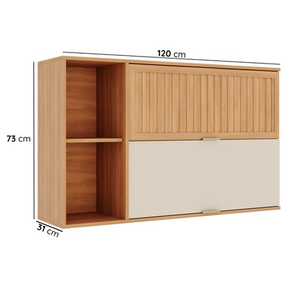 Armário Castanha 1200mm 1pt Bas 1pt Bas Rip C/Nicho Arenas/Freijó - Telasul