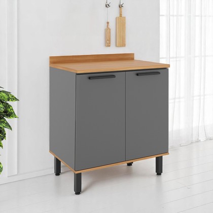 Balcão de Cozinha Castanha 800mm com Tampo Cinza/Freijó - Telasul