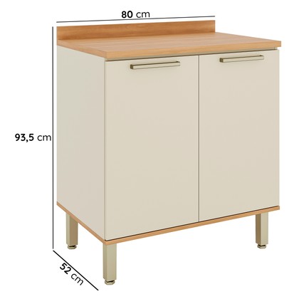 Balcão de Cozinha Castanha 800mm com Tampo Arenas/Freijó - Telasul