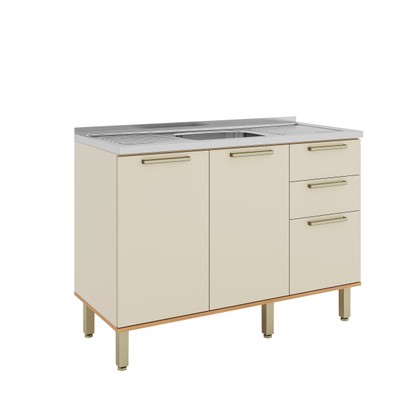 Balcão Castanha 1200mm S/Tam 3pt 2gv Arenas/Freijó - Telasul