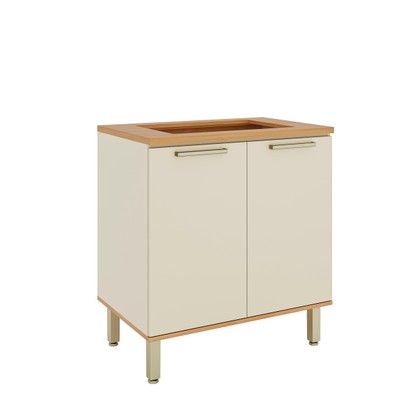 Balcão de Cozinha Castanha 800mm P/ Cooktop 4 Bocas C/ Tampo 2 Portas Arenas/Freijó - Telasul