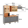 Armário de Cozinha Castanha 2700mm Torre Quente 4 Peças Cinza/Freijó - Telasul