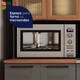 Armário de Cozinha Castanha 2700mm com Vidro e Ripado Cinza/Freijó - Telasul