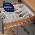 Armário de Cozinha Castanha 2700mm com Vidro e Ripado Cinza/Freijó - Telasul